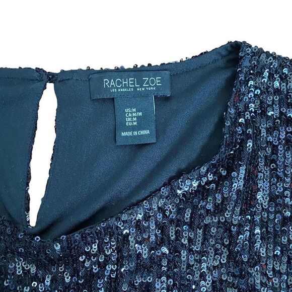 Rachel zoe top sequin black blouse size medium - Picture 6 of 10